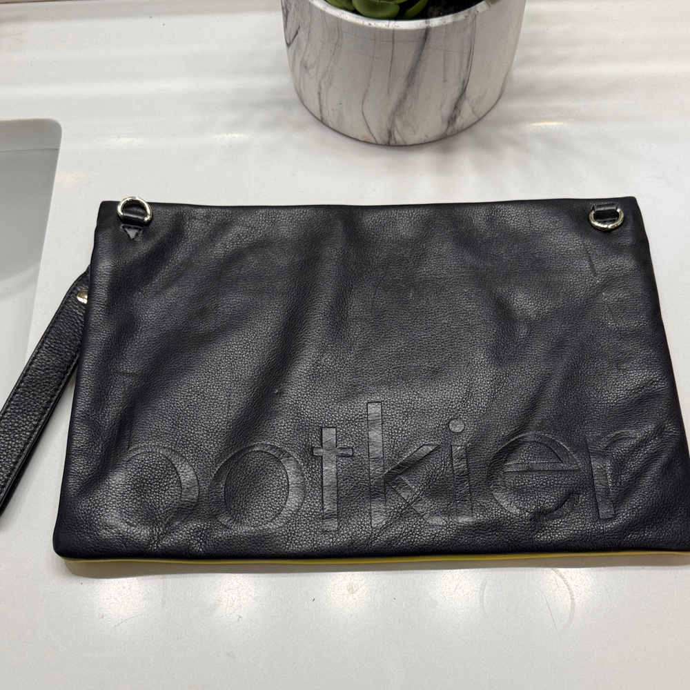 botkier Yellow and Black Pouch with Studded Design